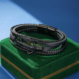 Bracelet Homme Cuir Ancre Ligne de Force Spirituel - Biloria