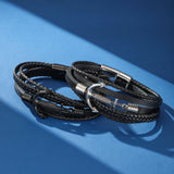 Bracelet Homme Cuir Ancre Ligne de Force Spirituel - Biloria