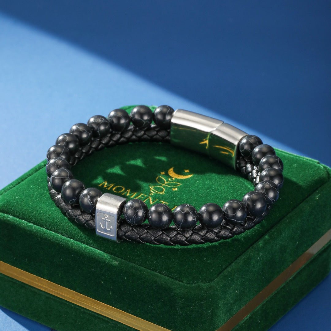 Bracelet Homme Cuir Ancre Marine – Stabilité et Force Intérieure - Biloria