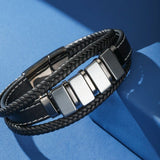 Bracelet Homme Cuir Hématite - Ancre et Stabilité - Biloria