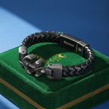 Bracelet Homme Cuir Noir Ancre Viking – Symbole d'Ancrage - Biloria