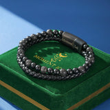 Bracelet Homme Cuir Œil de Tigre Pierre de Lave - Biloria