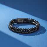 Bracelet Homme Cuir Œil de Tigre Pierre de Lave - Biloria