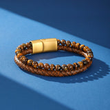 Bracelet Homme Cuir Œil de Tigre – Protection et Style Naturel - Biloria