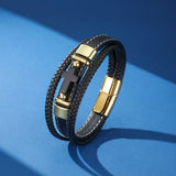 Bracelet Homme Cuir Onyx Croix de Foi - Biloria