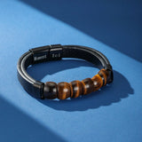 Bracelet Homme Cuir Pierres Naturelles Force Totale - Biloria