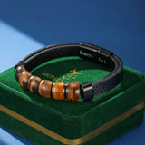 Bracelet Homme Cuir Pierres Naturelles Force Totale - Biloria