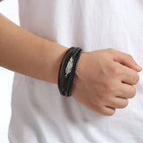 Bracelet Homme Cuir Plume - Protection et Élégance - Biloria