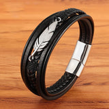 Bracelet Homme Cuir Plume - Protection et Élégance - Biloria