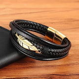 Bracelet Homme Cuir Plume - Protection et Élégance - Biloria