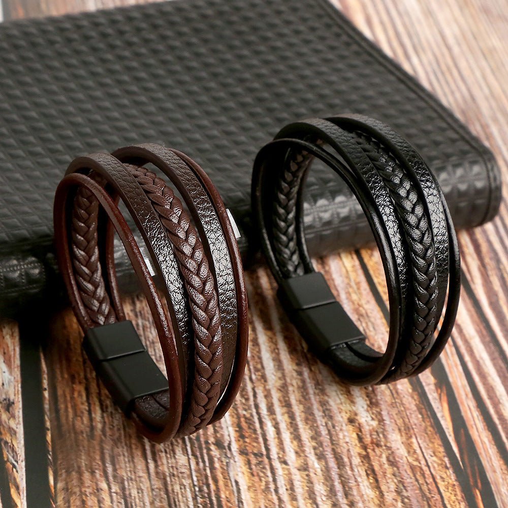 Bracelet Homme Cuir Tressé – Force et Sérénité - Biloria