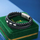 Bracelet Homme Cuir Tressé Œil de Tigre ou Onyx 6 mm - Biloria
