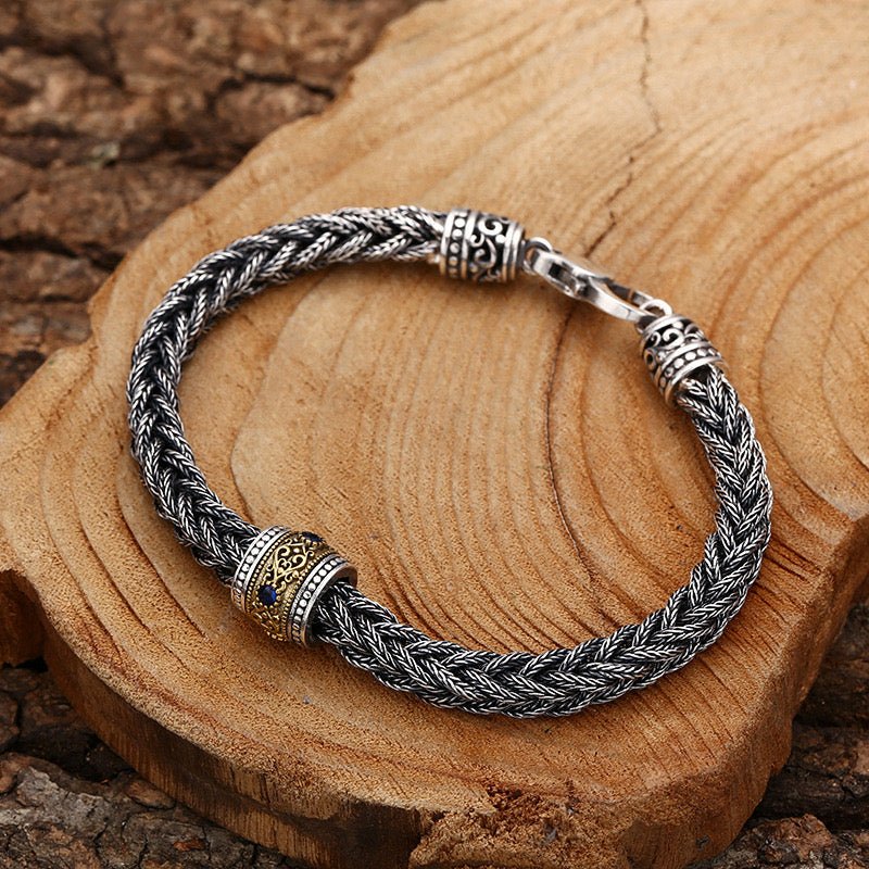 Bracelet Homme Guerrier Nordique Argent et Zircon - Biloria