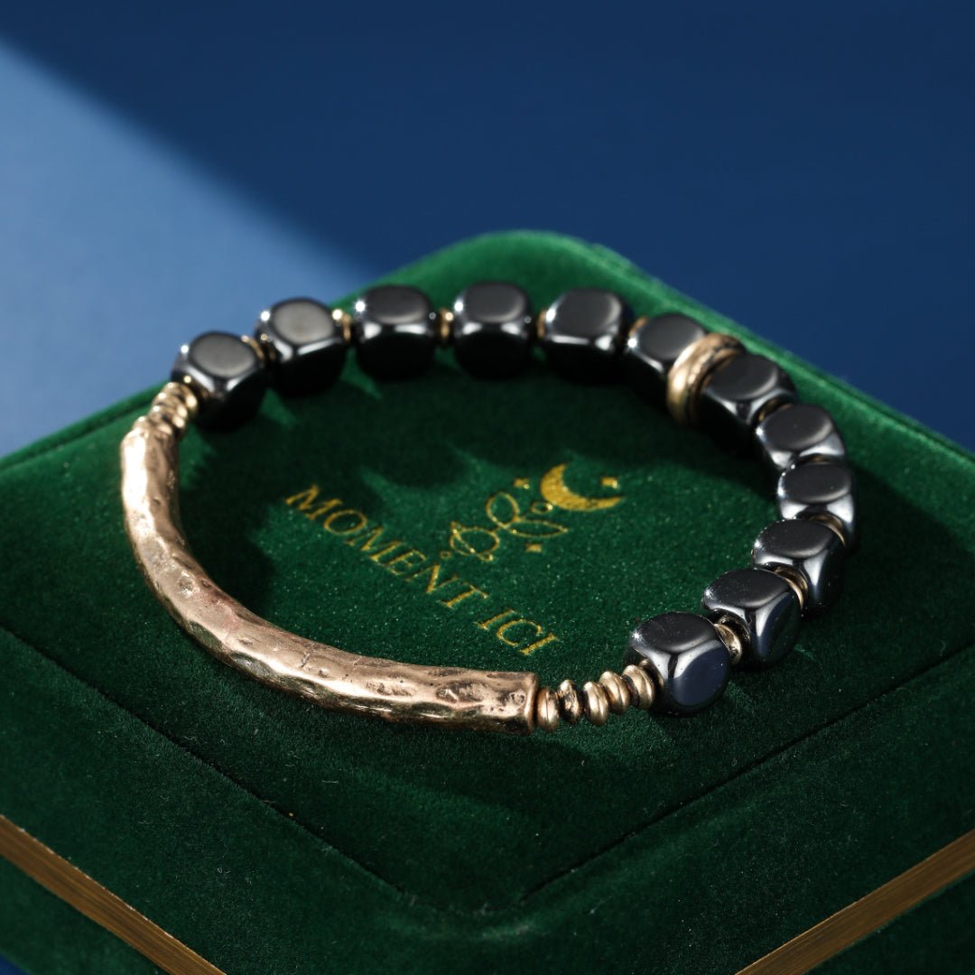 Bracelet Homme Hématite Laiton Force Antique - Biloria