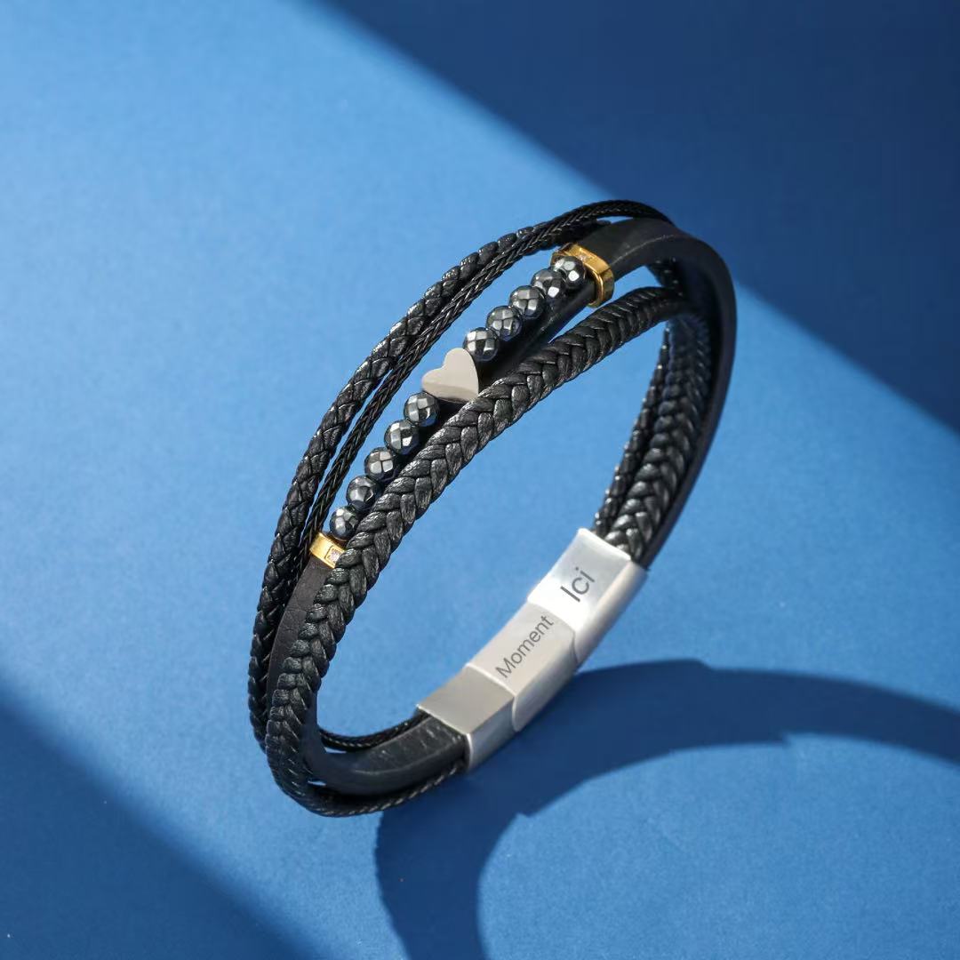 Bracelet Homme Hématite Noir – Élégance et Ancrage - Biloria