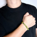 Bracelet Homme Jade Olive en Argent 925 - Biloria
