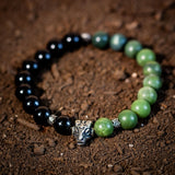 Bracelet Homme Jade Olive et Obsidienne Noire – Argent 925 - Biloria
