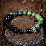 Bracelet Homme Jade Olive et Obsidienne Noire – Argent 925 - Biloria