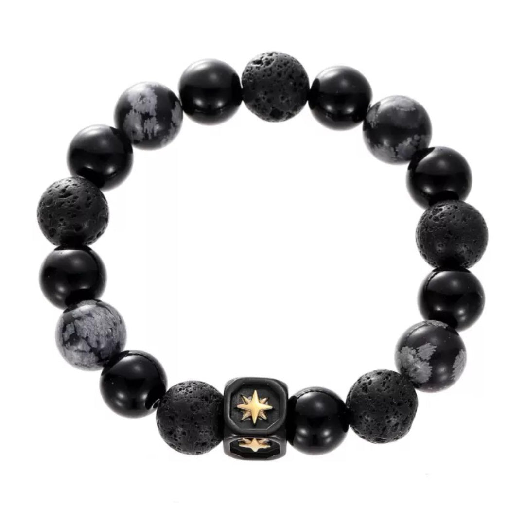 Bracelet Homme Obsidienne Fragment Galactique – Bijou de Méditation - Biloria