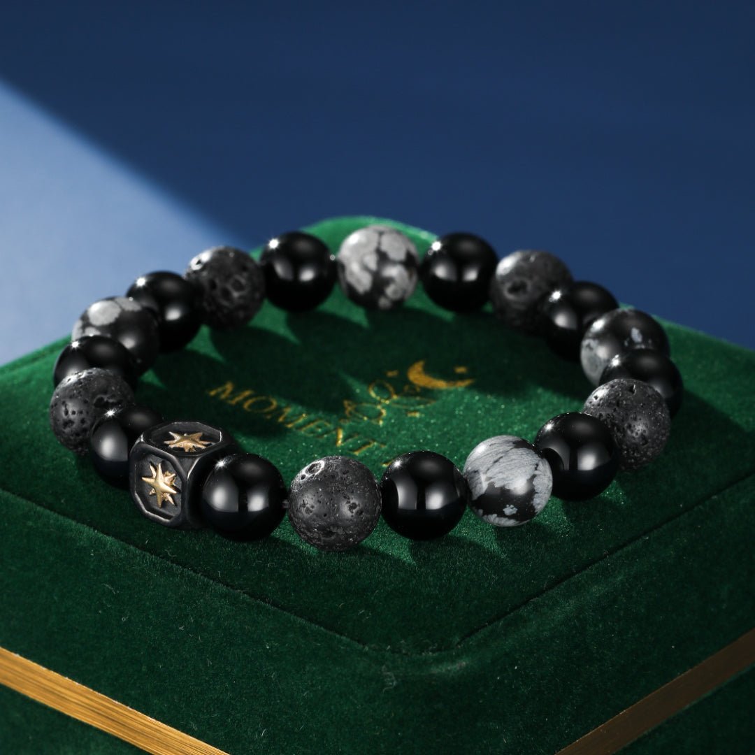 Bracelet Homme Obsidienne Fragment Galactique – Bijou de Méditation - Biloria