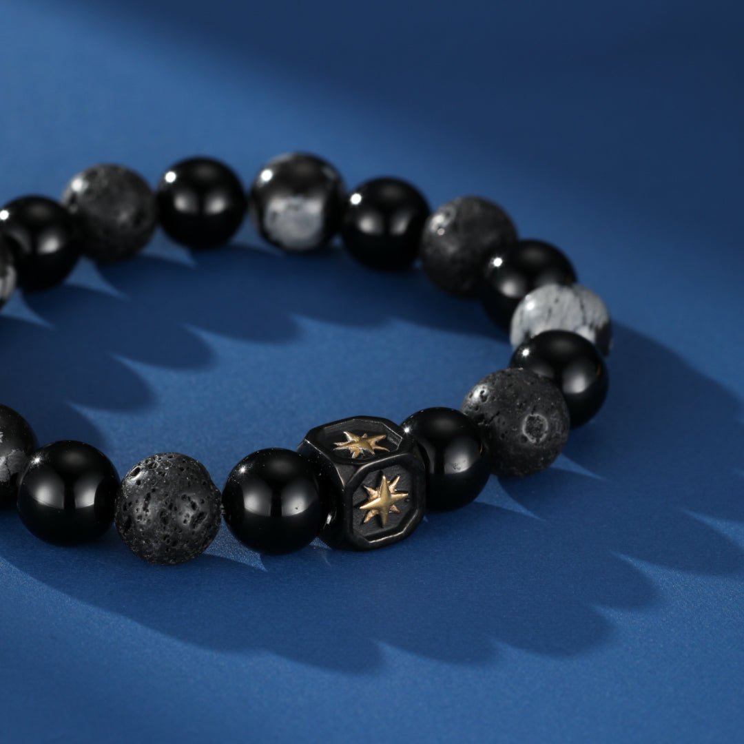 Bracelet Homme Obsidienne Fragment Galactique – Bijou de Méditation - Biloria