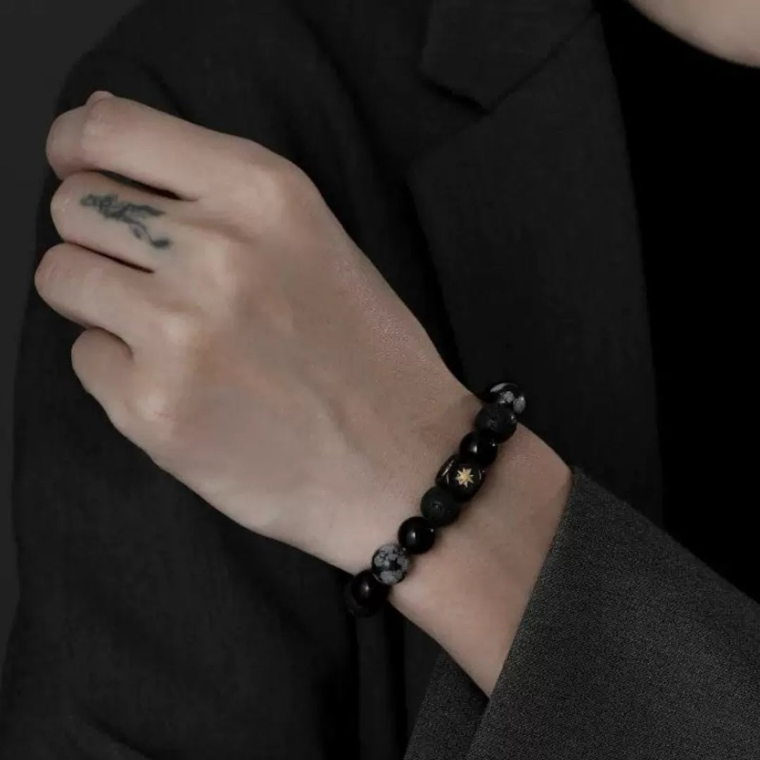 Bracelet Homme Obsidienne Fragment Galactique – Bijou de Méditation - Biloria
