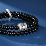 Bracelet Homme Obsidienne Noire Argent 999 – Dualité Ancestrale - Biloria