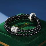 Bracelet Homme Obsidienne Noire Argent 999 – Dualité Ancestrale - Biloria