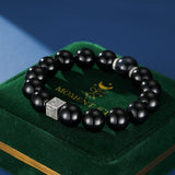 Bracelet Homme Obsidienne Œil de Tigre Aura Sombre Argent 925 - Biloria