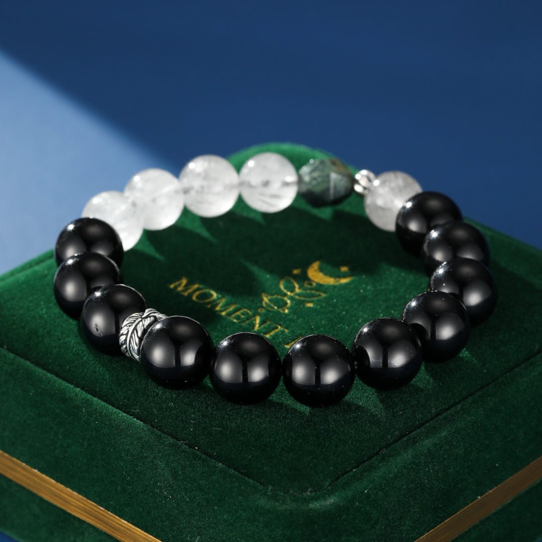 Bracelet Homme Obsidienne Quartz Rutile Jaspe Kambaba Argent - Biloria