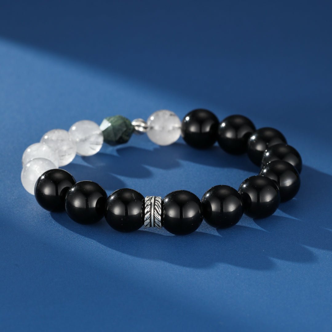 Bracelet Homme Obsidienne Quartz Rutile Jaspe Kambaba Argent - Biloria
