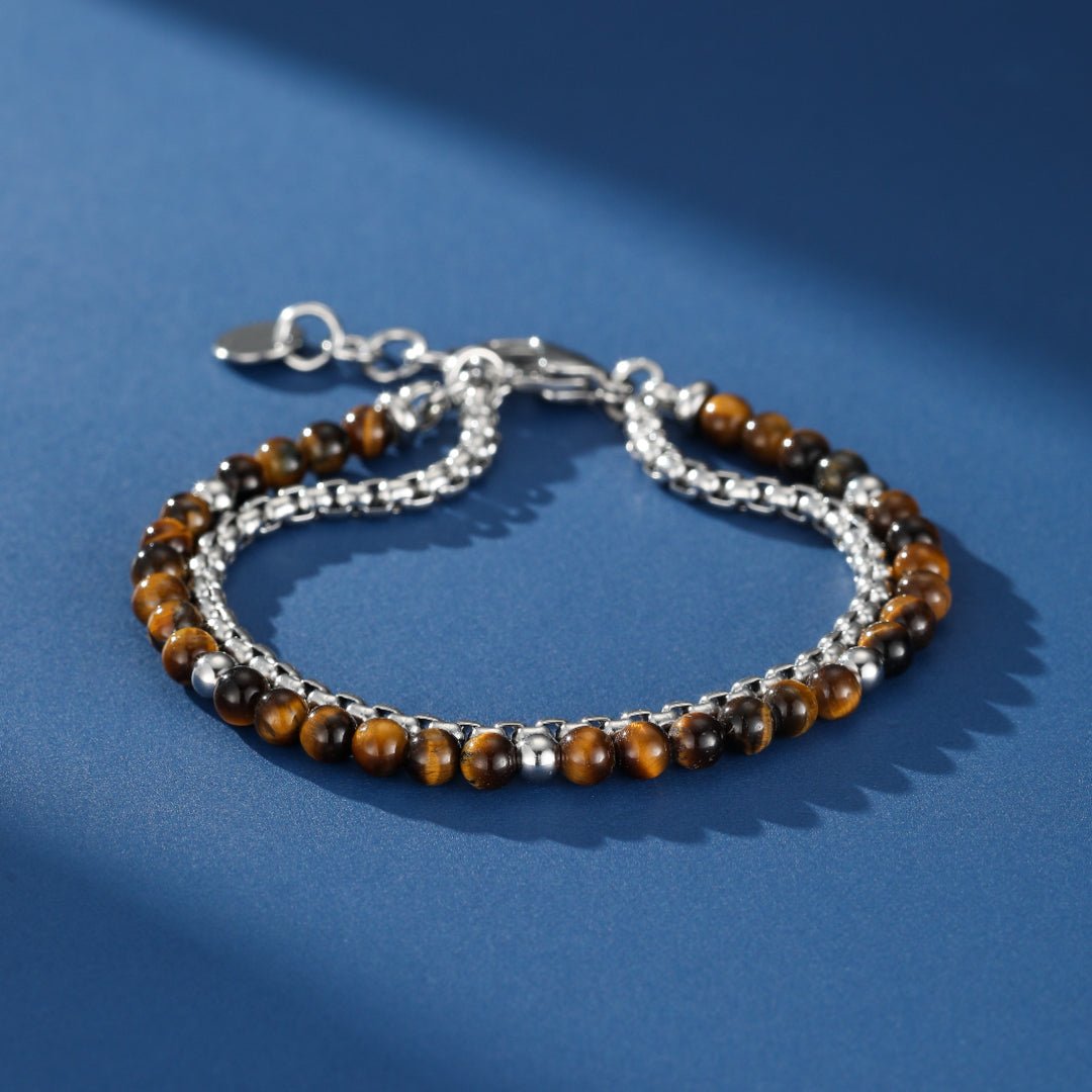 Bracelet Homme Oeil de Tigre Double Force - Biloria