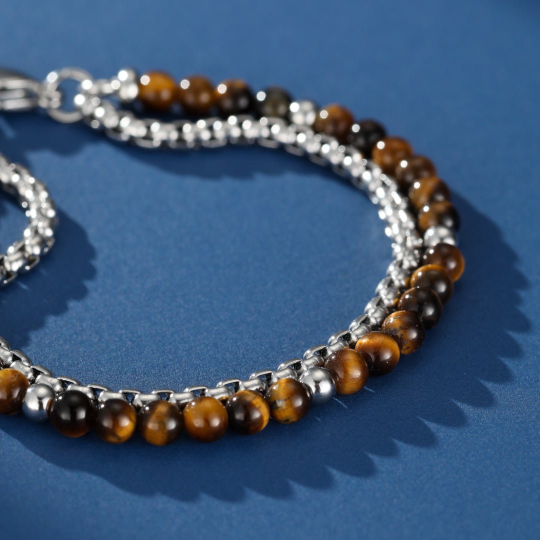 Bracelet Homme Oeil de Tigre Double Force - Biloria