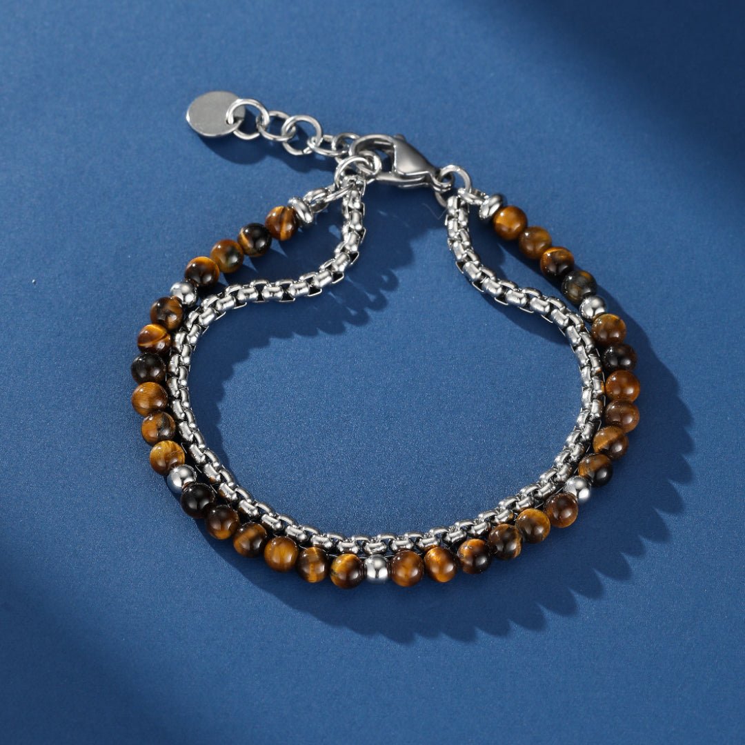 Bracelet Homme Oeil de Tigre Double Force - Biloria