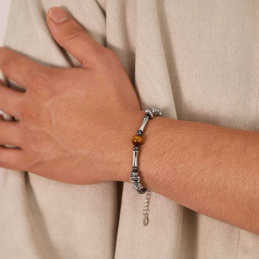 Bracelet Homme Œil de Tigre et Hématite - Biloria