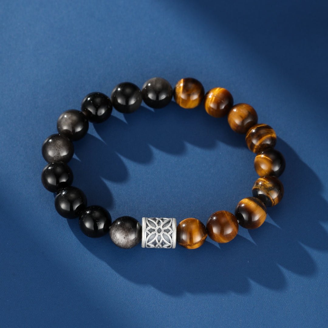 Bracelet Homme Œil de Tigre Obsidienne Argent 999 – Bijou Protecteur - Biloria