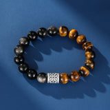 Bracelet Homme Œil de Tigre Obsidienne Argent 999 – Bijou Protecteur - Biloria