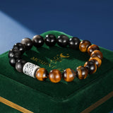 Bracelet Homme Œil de Tigre Obsidienne Argent 999 – Bijou Protecteur - Biloria