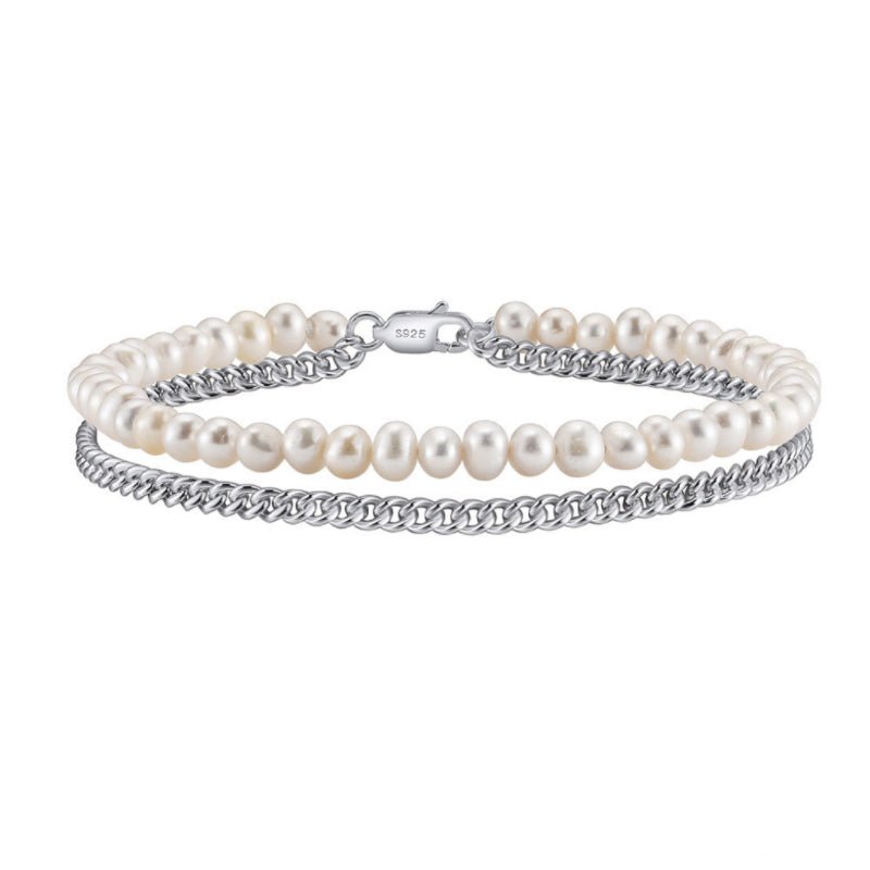 Bracelet Homme Perle et Argent Plaqué Or — Dualité et Sérénité - Biloria