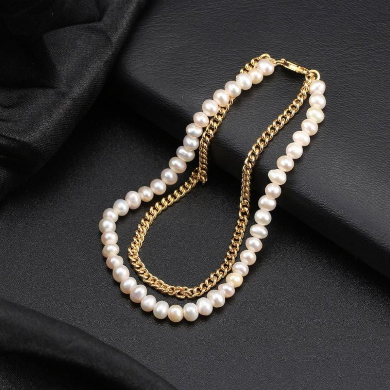 Bracelet Homme Perle et Argent Plaqué Or — Dualité et Sérénité - Biloria