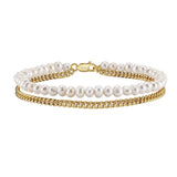 Bracelet Homme Perle et Argent Plaqué Or — Dualité et Sérénité - Biloria