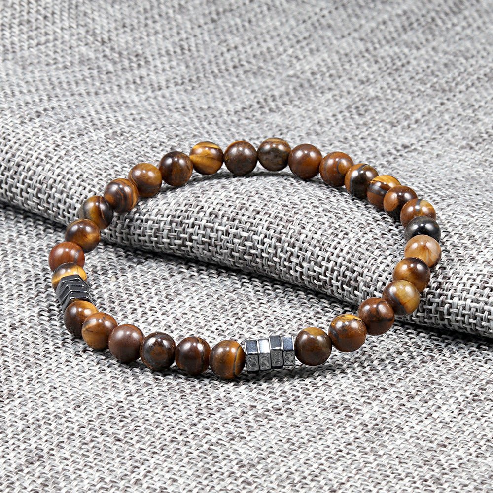 Bracelet Homme Pierre Lave Oeil de Tigre Protection - Biloria