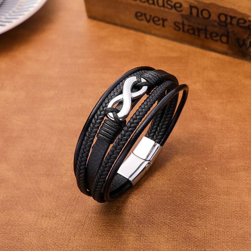 Bracelet Infini Cuir Homme Symbole Éternité - Biloria