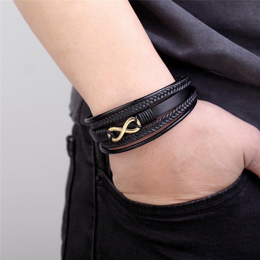 Bracelet Infini Cuir Homme Symbole Éternité - Biloria