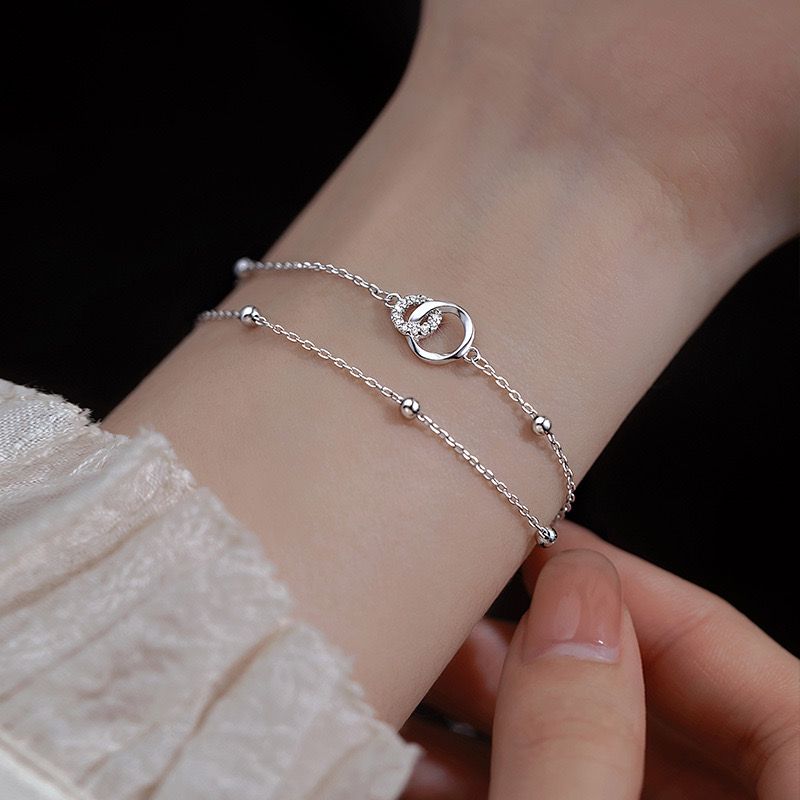 Bracelet Infini Double Chaîne Argent 925 – Amour Éternel - Biloria