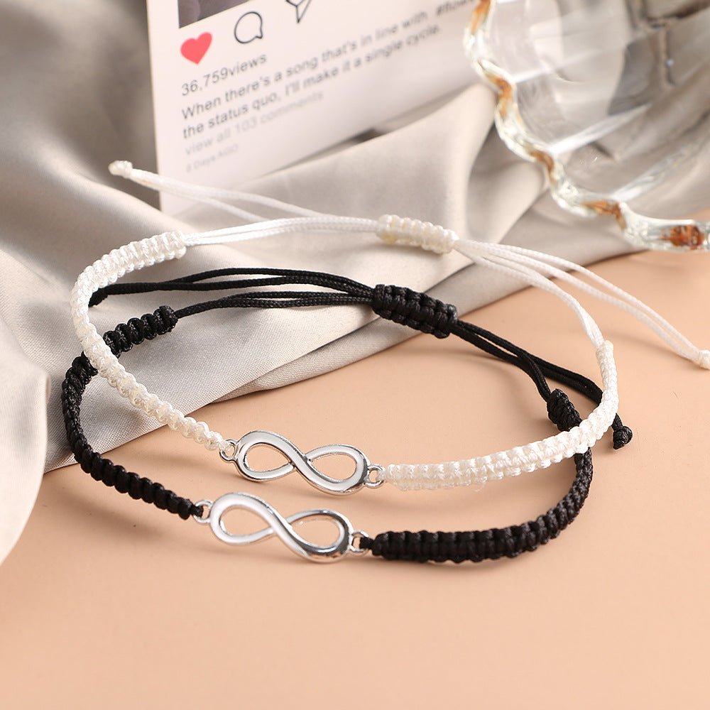 Bracelet Infini Noir et Blanc pour Couple - Biloria