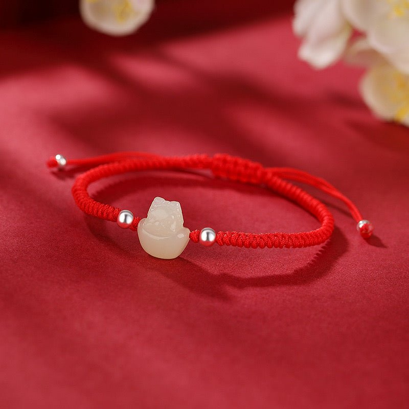 Bracelet Jade Bébé Dragon Fil Rouge Protection Chance - Biloria