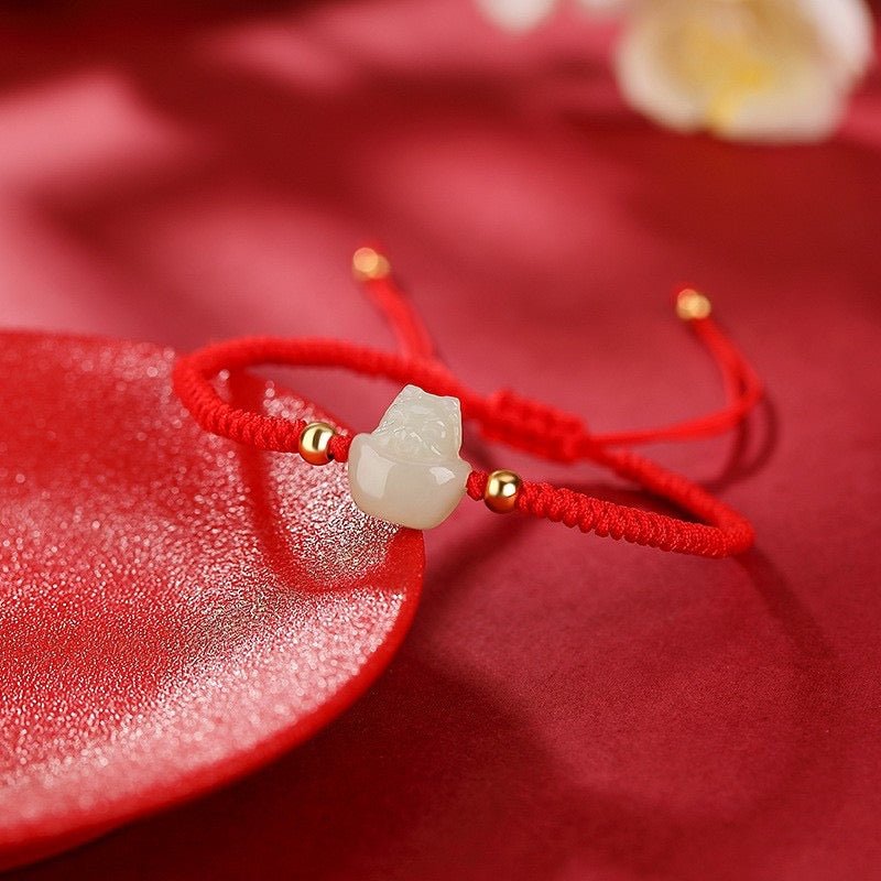 Bracelet Jade Bébé Dragon Fil Rouge Protection Chance - Biloria