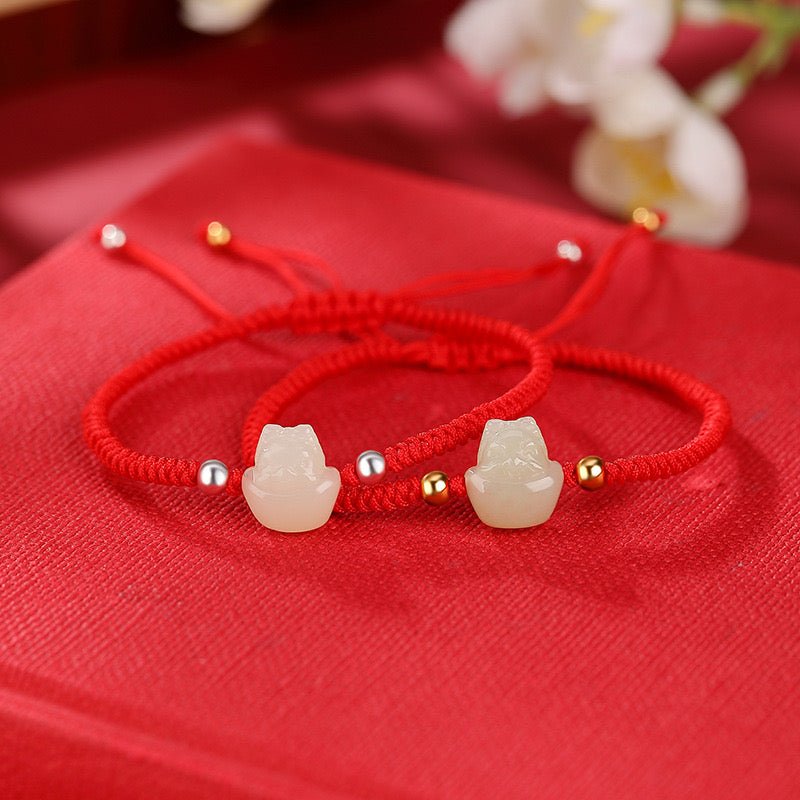 Bracelet Jade Bébé Dragon Fil Rouge Protection Chance - Biloria