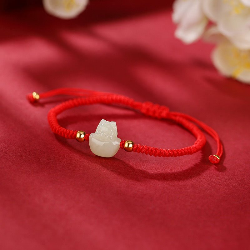 Bracelet Jade Bébé Dragon Fil Rouge Protection Chance - Biloria